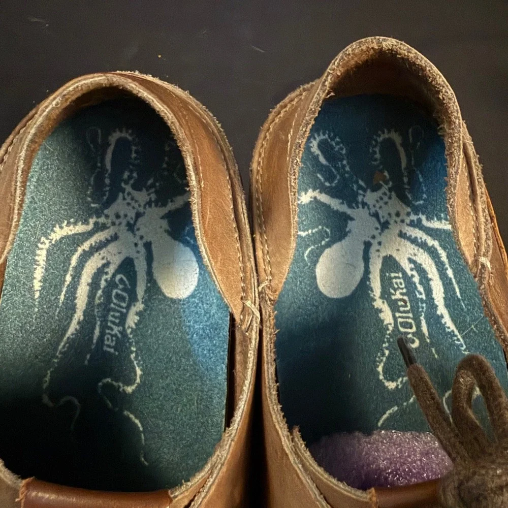 OluKai Nalukai Leather Lace Up Shoes Chukka Husk Silt Slip On 10378-6Z21 Mens 10